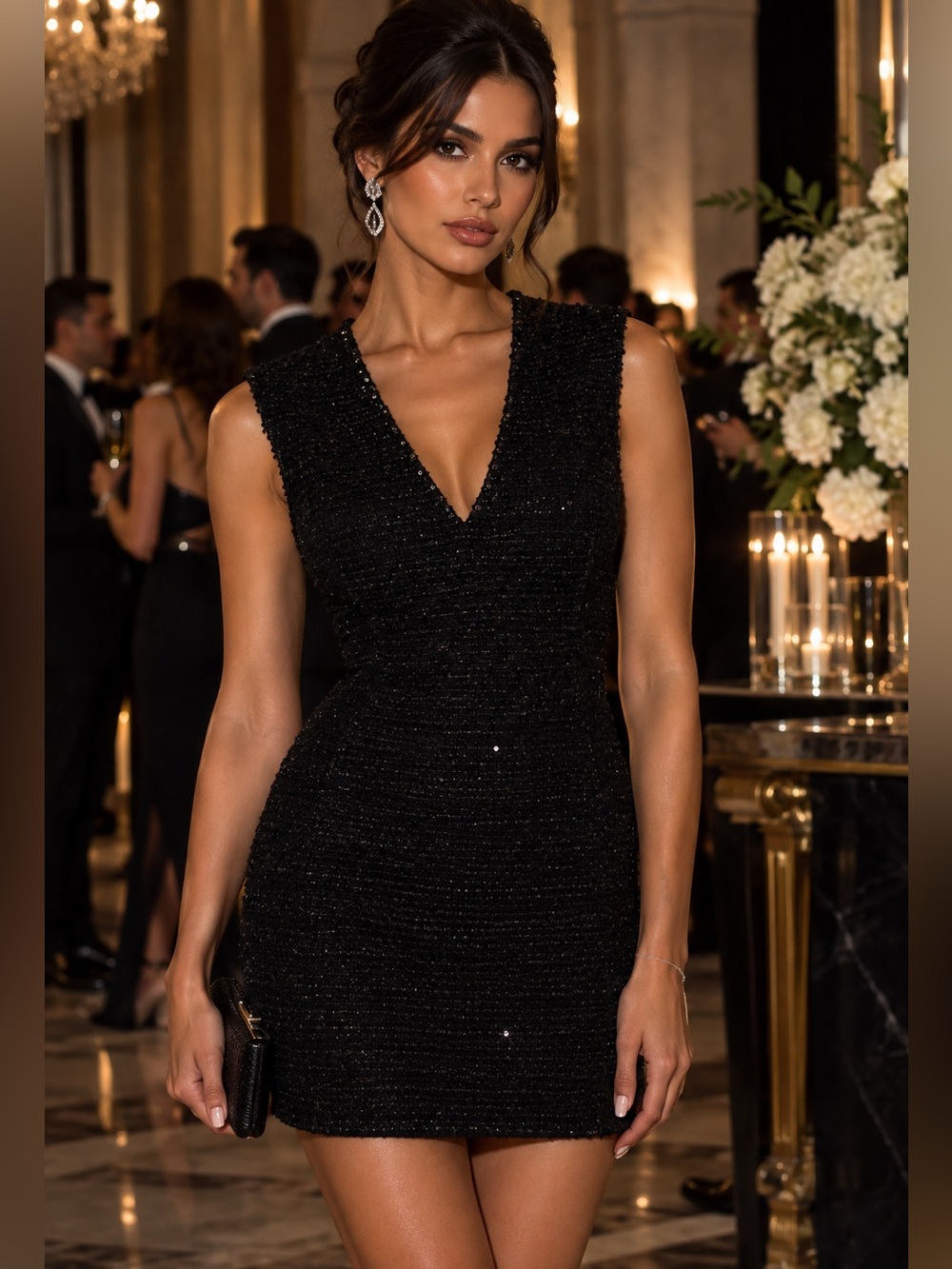 Marciano Sequined Boucle Mini Dress